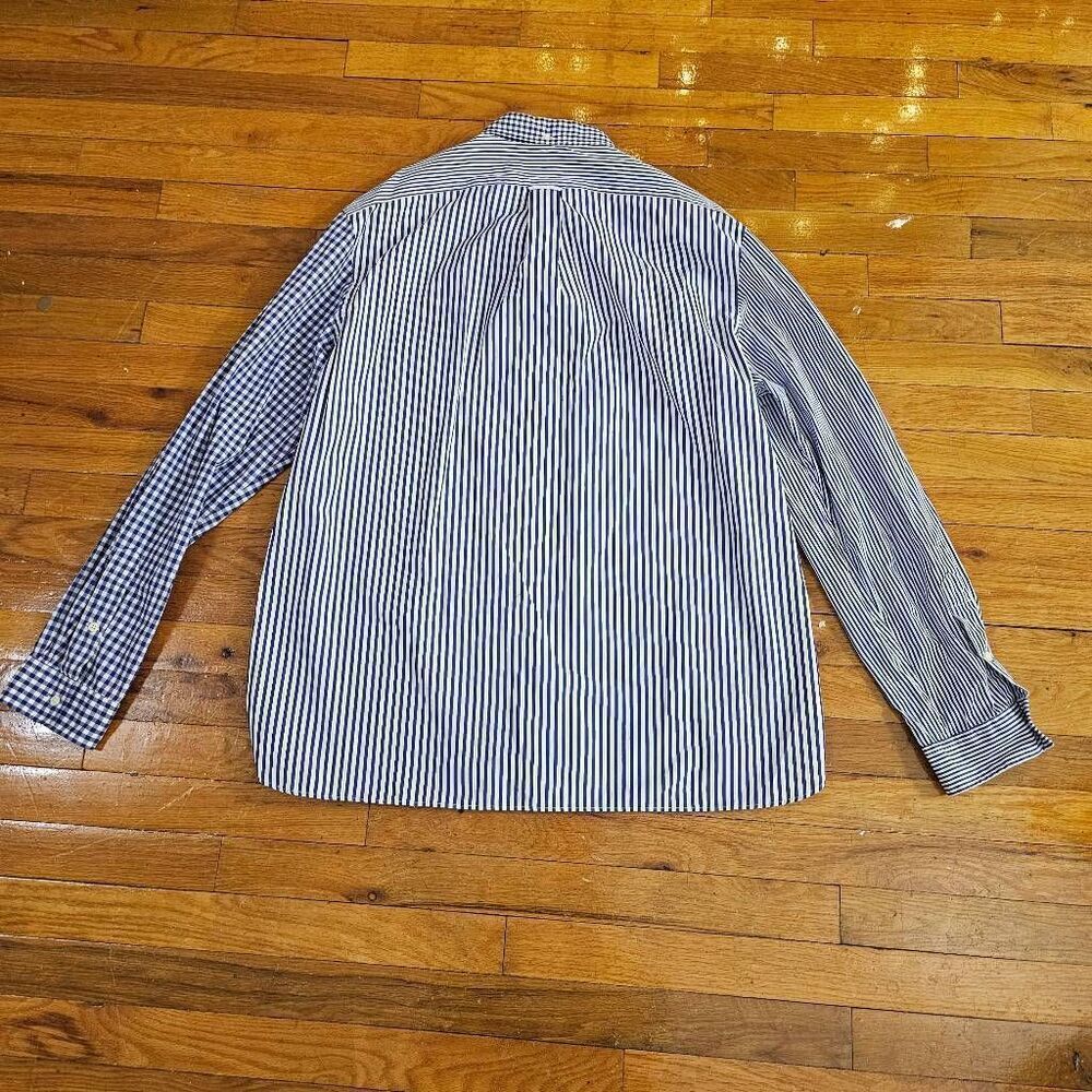 Polo Ralph Lauren White Blue Striped Colorblock Plaid Button Down Shirt Men’s Si - Picture 7 of 8